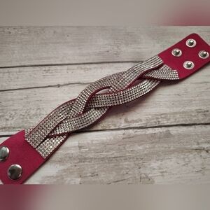 Elegant Magenta Rhinestone Bracelet